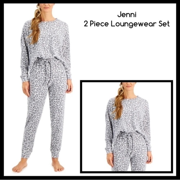 JENNI Long Sleeve Top & Jogger Loungewear Set Color: Leo Steel - Picture 1 of 6